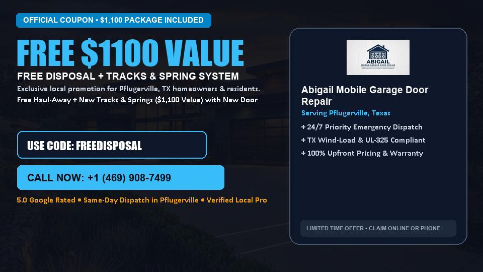 Abigail Mobile Garage Door Repair FREE Haul-Away & Heavy-Duty Tracks with New Door in Pflugerville, TX